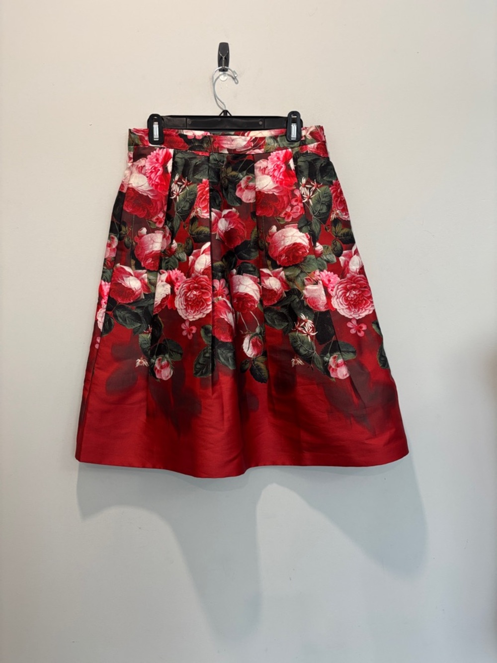 Talbots Floral A-Line Midi Skirt Red Pink Pleated Party Skirt 6 - Picture 4 of 13